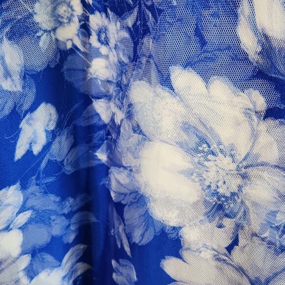 Windsor Womens Blue Floral Maxi Skirt Size SM Mesh Fairycore Coquette Formal - Picture 4 of 10